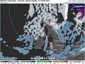 英国气象地图显示，随着气温降至0摄氏度以下，三个主要城市将遭遇降雪